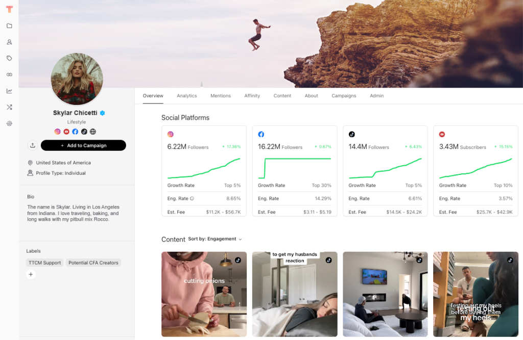 The Sprout Social Influencer Marketing platform helps you hire influencers that have a high fidelity, matching your brand and campaign needs perfectly.